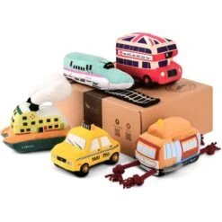 P.L.A.Y. Pet Lifestyle And You Canine Commute Set Plush Squeaky Dog Toy, 5 Count