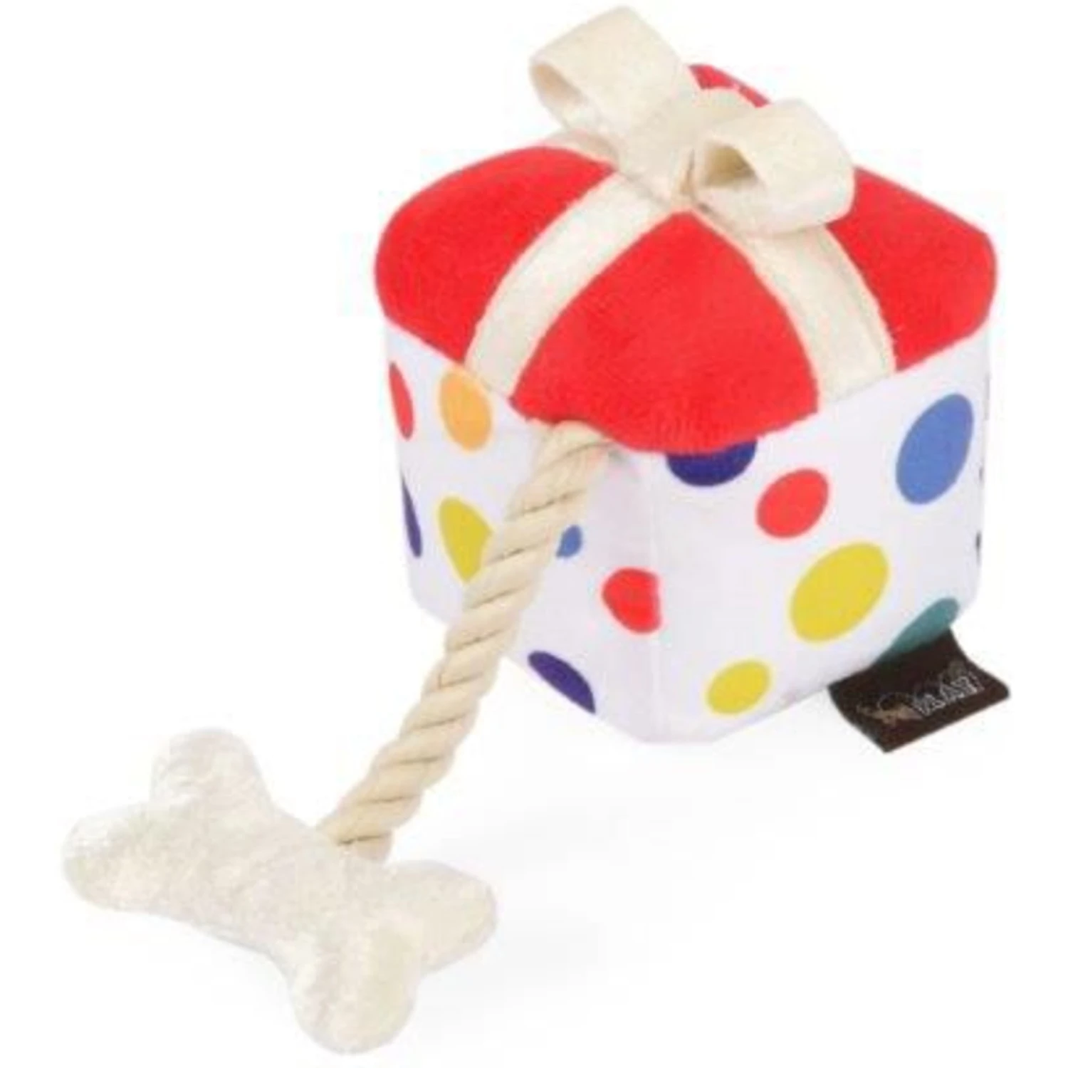 P.L.A.Y. Pet Lifestyle And You Party Time Mini Party Present Plush Squeaky Dog Toy, X-Small 1 P.L.A.Y. Pet Lifestyle And You Party Time Mini Party Present Plush Squeaky Dog Toy, X-Small