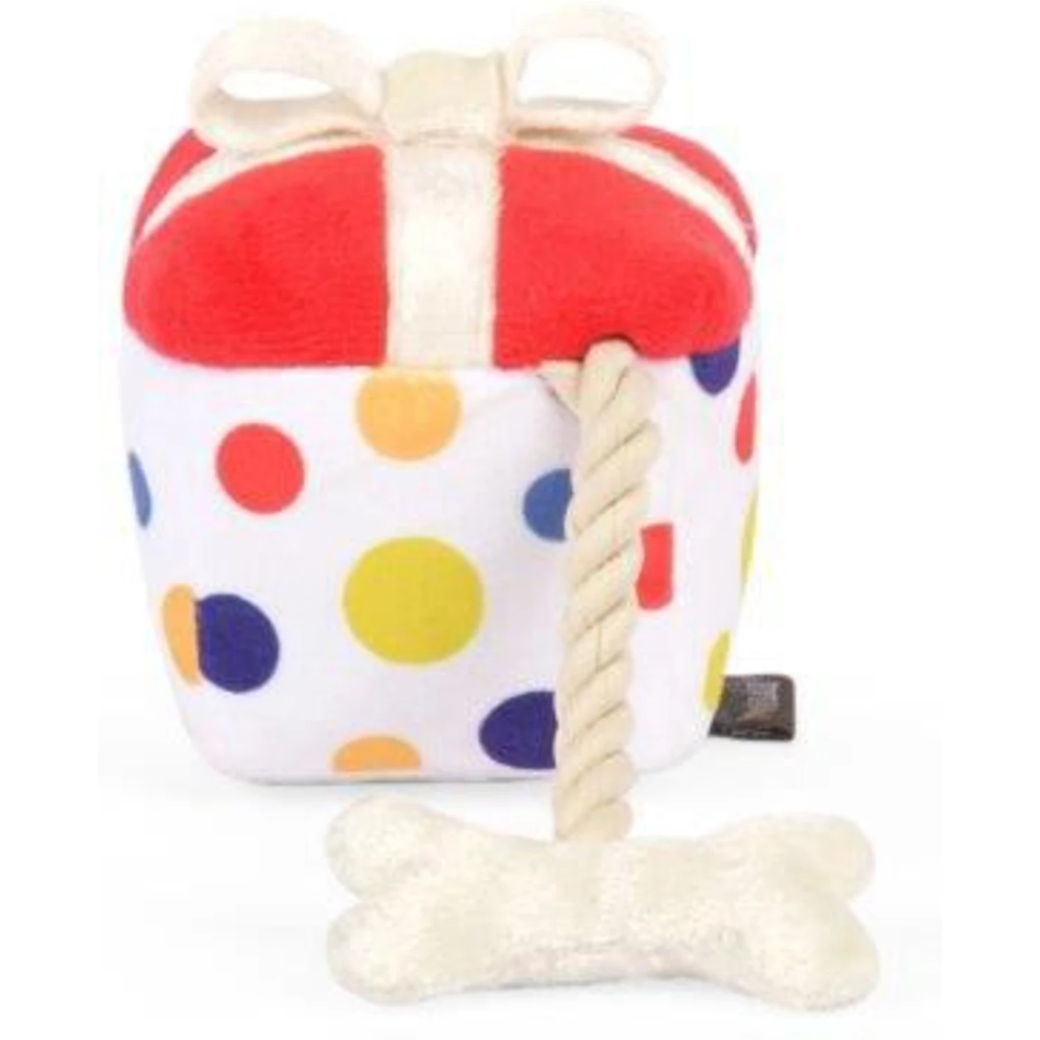 P.L.A.Y. Pet Lifestyle And You Party Time Mini Party Present Plush Squeaky Dog Toy, X-Small 2 P.L.A.Y. Pet Lifestyle And You Party Time Mini Party Present Plush Squeaky Dog Toy, X-Small - Image 2