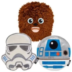 STAR WARS CHEWBACCA Round Plush Squeaky Dog Toy + 2 Items