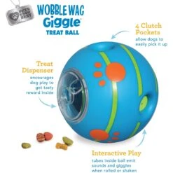 Wobble Wag Giggle Treat Dispensing Squeaky Ball Dog Toy, Blue -Pet Toys Shop 939670 PT2. AC SS1800 V1692635423