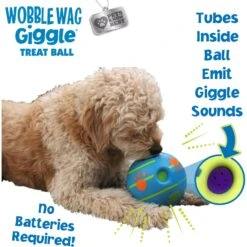 Wobble Wag Giggle Treat Dispensing Squeaky Ball Dog Toy, Blue -Pet Toys Shop 939670 PT4. AC SS1800 V1692635420