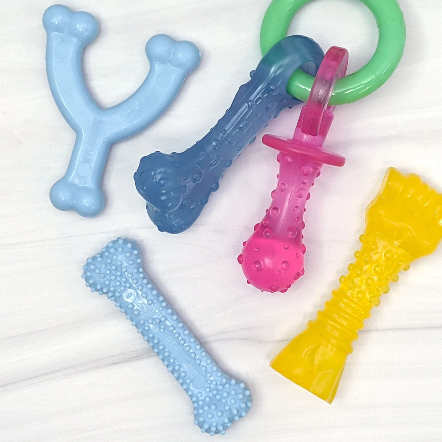 Nylabone Puppy Chew Chicken & Bacon Dog Chew Toys Bundle, X-Small 5 Nylabone Puppy Chew Chicken & Bacon Dog Chew Toys Bundle, X-Small - Image 5