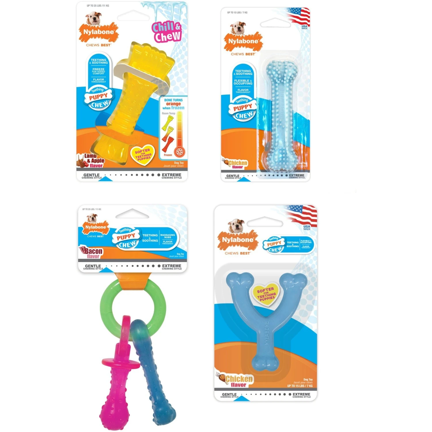 Nylabone Puppy Chew Chicken & Bacon Dog Chew Toys Bundle, X-Small 8 Nylabone Puppy Chew Chicken & Bacon Dog Chew Toys Bundle, X-Small - Image 8