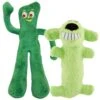 Multipet Loofa Dog The Original Squeaky Plush Dog Toy, Color Varies & Multipet Gumby Plush Squeaky Dog Toy