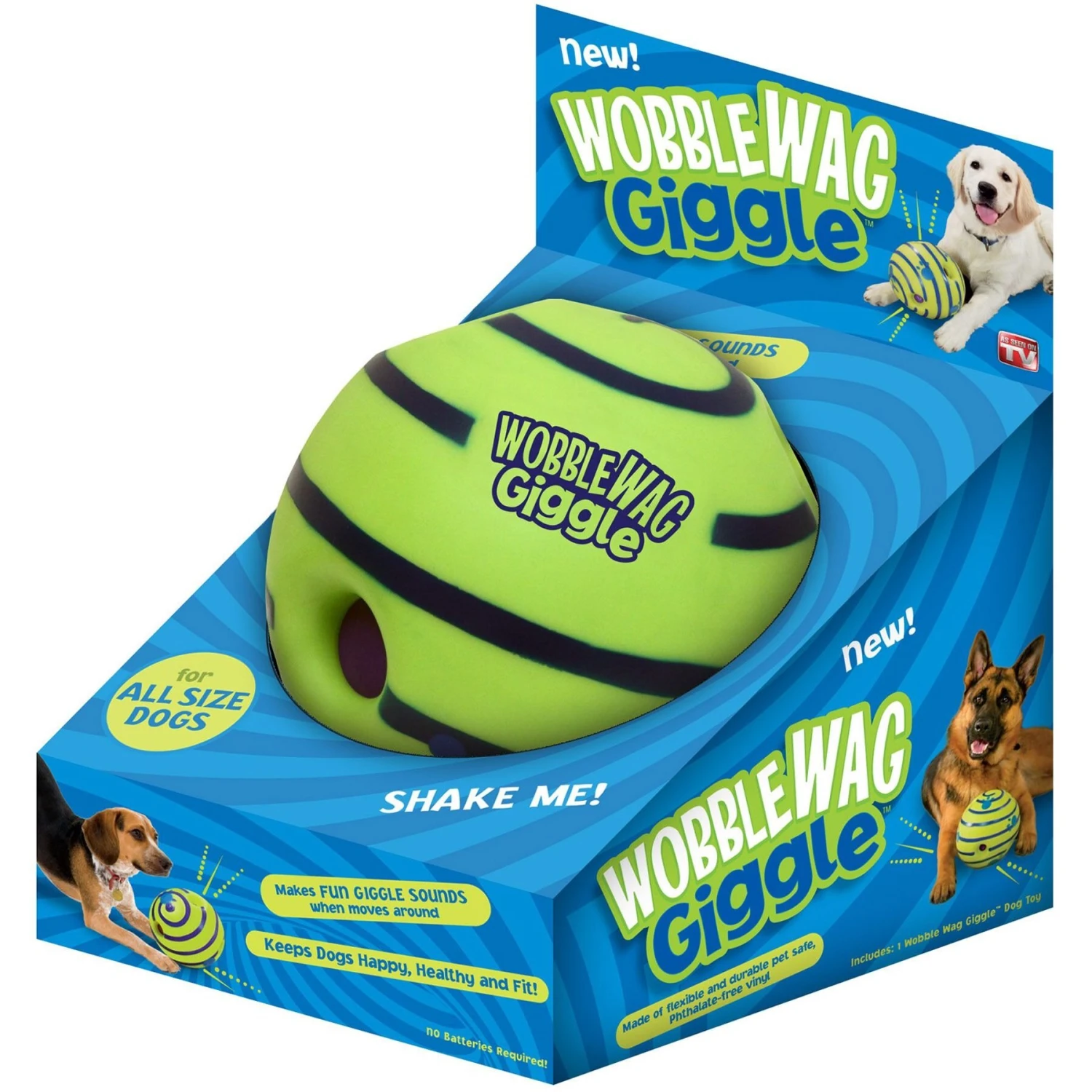 As Seen On TV Wobble Wag Giggle Ball Dog Toy & JW Pet Crackle Heads Ball Dog Toy, Color Varies 3 As Seen On TV Wobble Wag Giggle Ball Dog Toy & JW Pet Crackle Heads Ball Dog Toy, Color Varies - Image 3