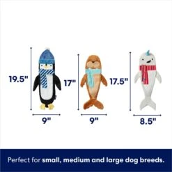 Frisco Holiday Ho Ho Ho Fetch Squeaky Tennis Ball Dog Toy & Frisco Holiday Arctic Friends Stuffing-Free Skinny Plush Squeaky Dog Toy -Pet Toys Shop 986310 PT6. AC SS1800 V1698258464